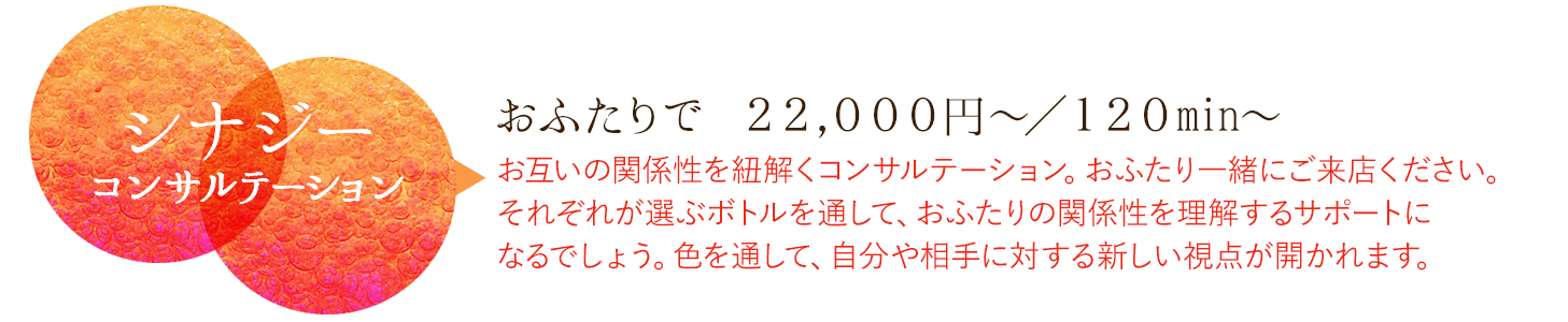 シナジーコンサルテーションは、お二人で、120分14000円〜。